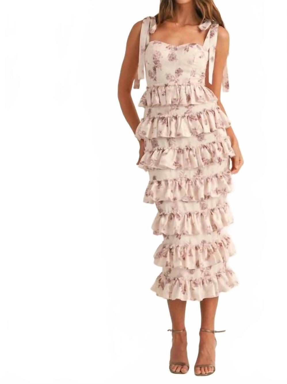 NEW MABLE floral print bustier midi dress in rose